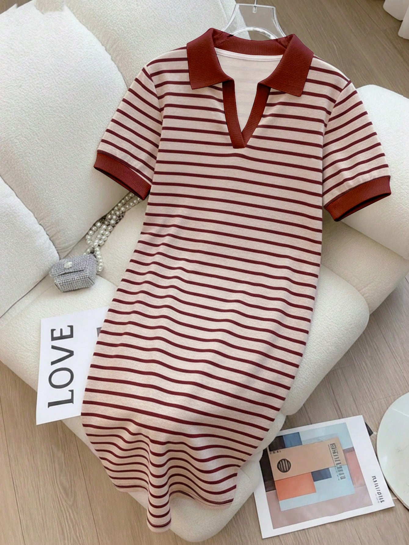 Women's Striped Patchwork Puppy Print Casual Vacation Dress