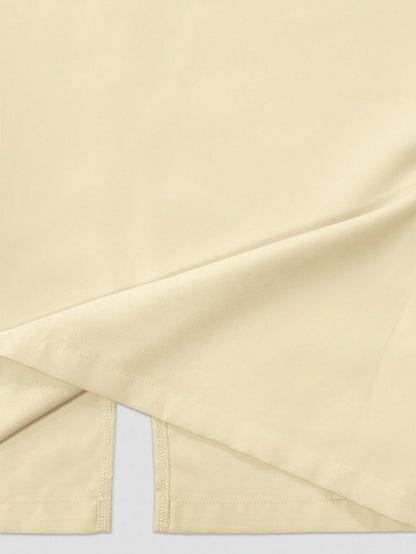 Women's Summer Elegant Fashion V-Neck Short Sleeve Solid Color Minimalist Daily Dress, Elegant V Neck Contrast Brown Waist Slim Pencil Midi Dress, Women Summer Business Casual Dress, Slim Fit Lightwei