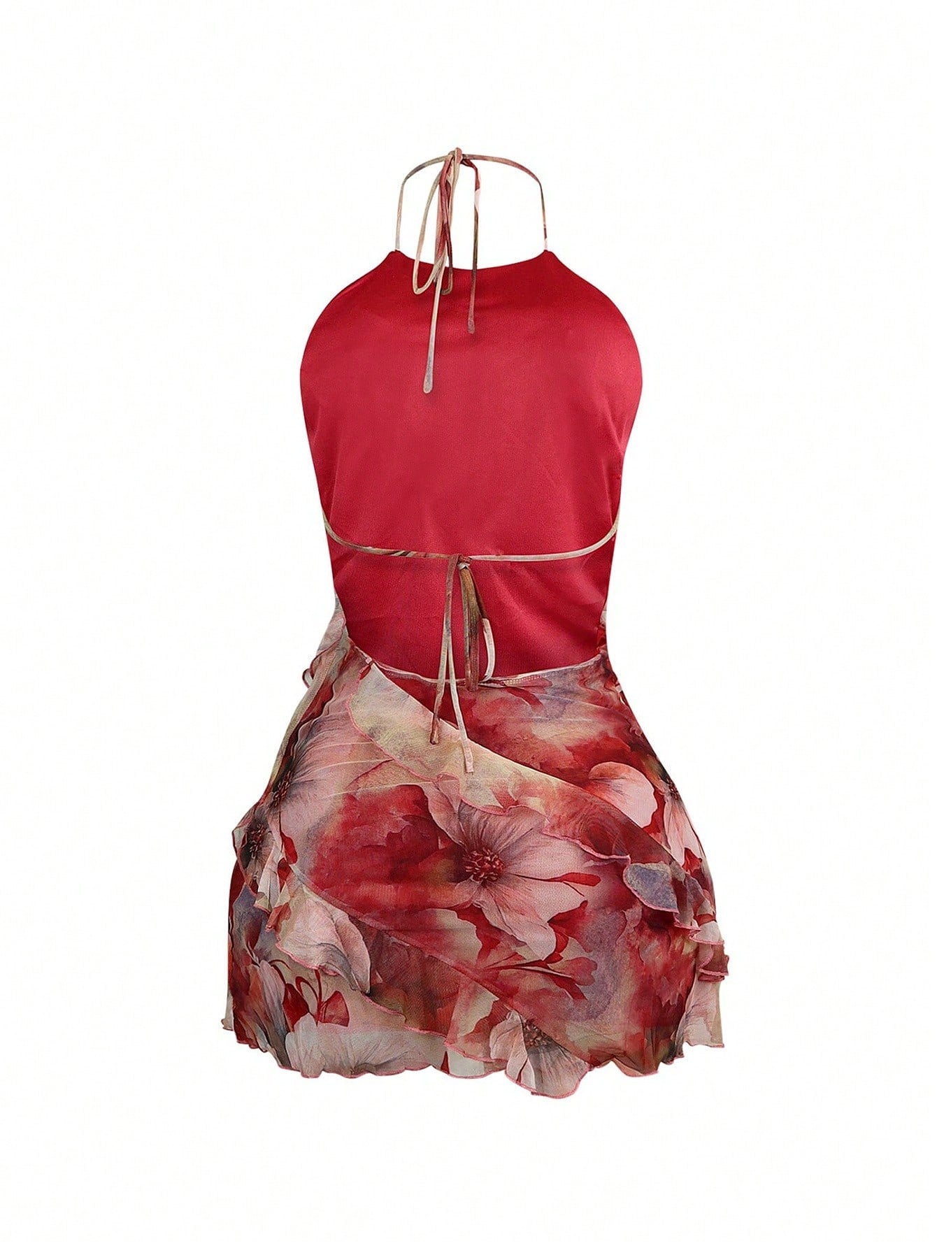 Women's Summer Halter Neck Backless Straps Suspenders Hip Ruffle Charm Fashion Hottie Sexy Party Mini Dress