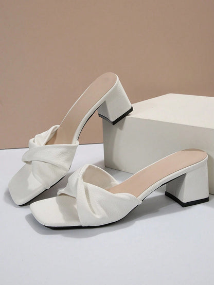 Women's Summer New Fashion Stilettos Sandals, Anti-Slip Elegant French Style High Heels, Chunky Heels, Suitable For Dates, Gatherings, Commuting