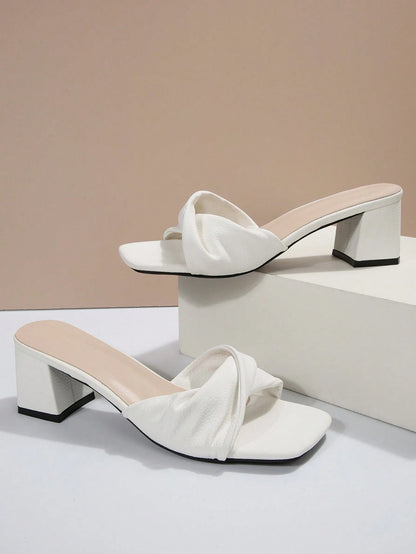 Women's Summer New Fashion Stilettos Sandals, Anti-Slip Elegant French Style High Heels, Chunky Heels, Suitable For Dates, Gatherings, Commuting
