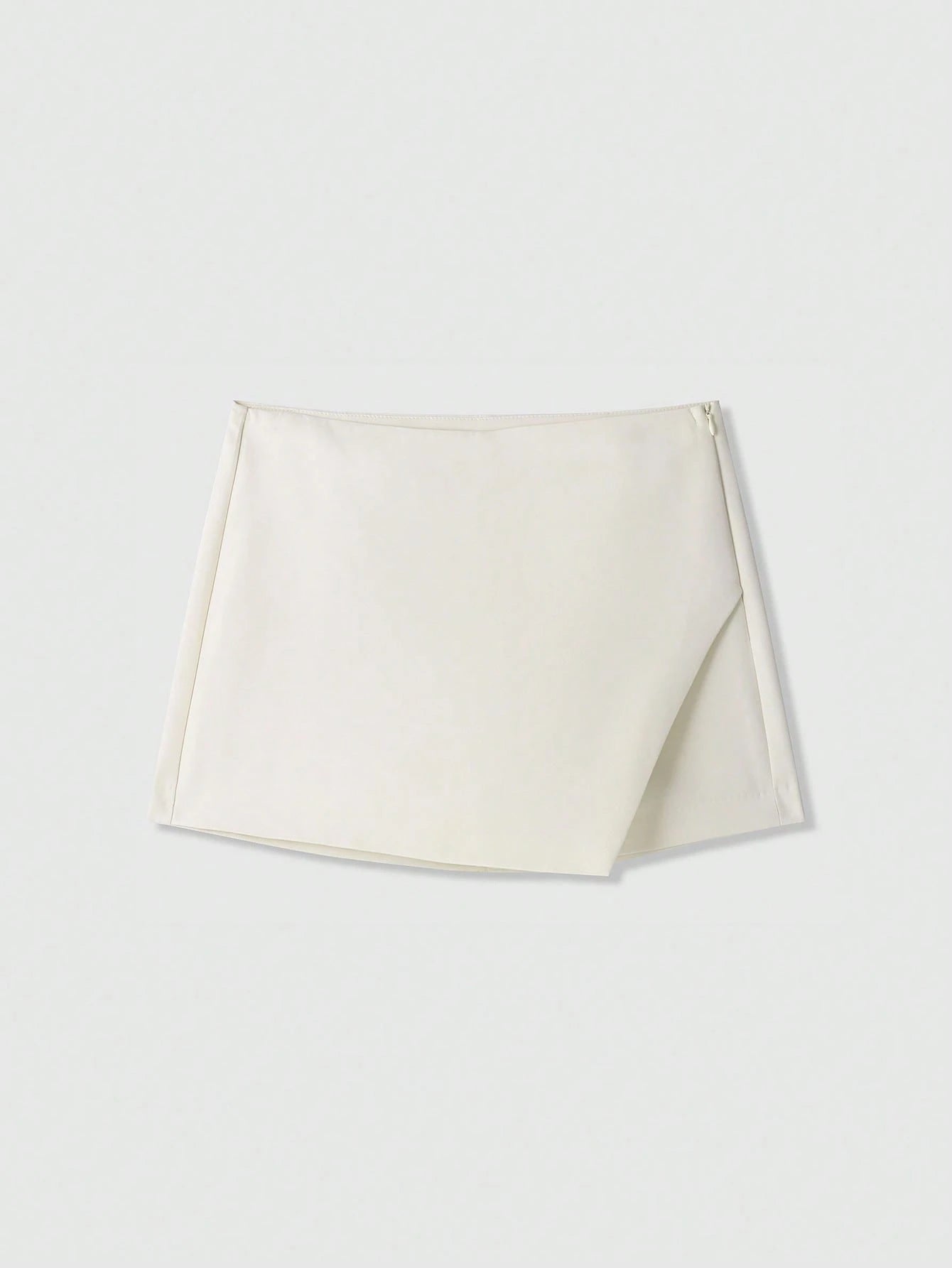 Women's Summer Solid Color Asymmetrical Hem Zipper Skorts Black, Everyday Wear