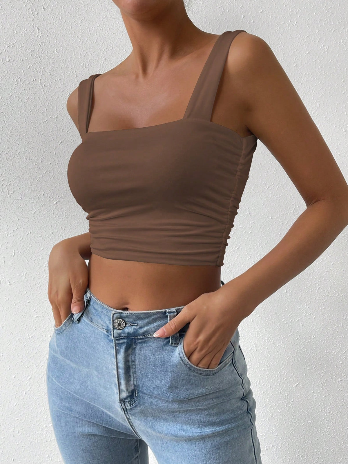 Women's Summer Solid Color Slim Fit Cropped Cami Top