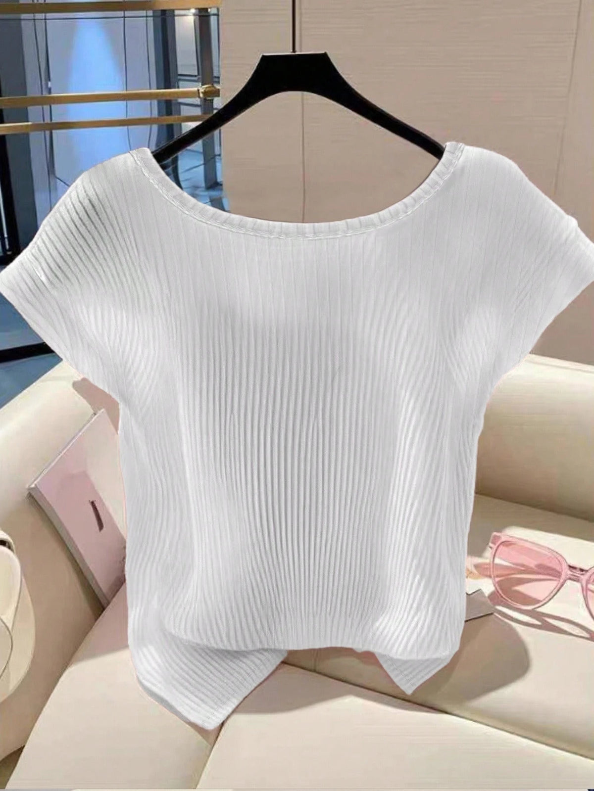 Women's Summer Solid Color V-Neck Short Sleeve Casual Loose T-Shirt