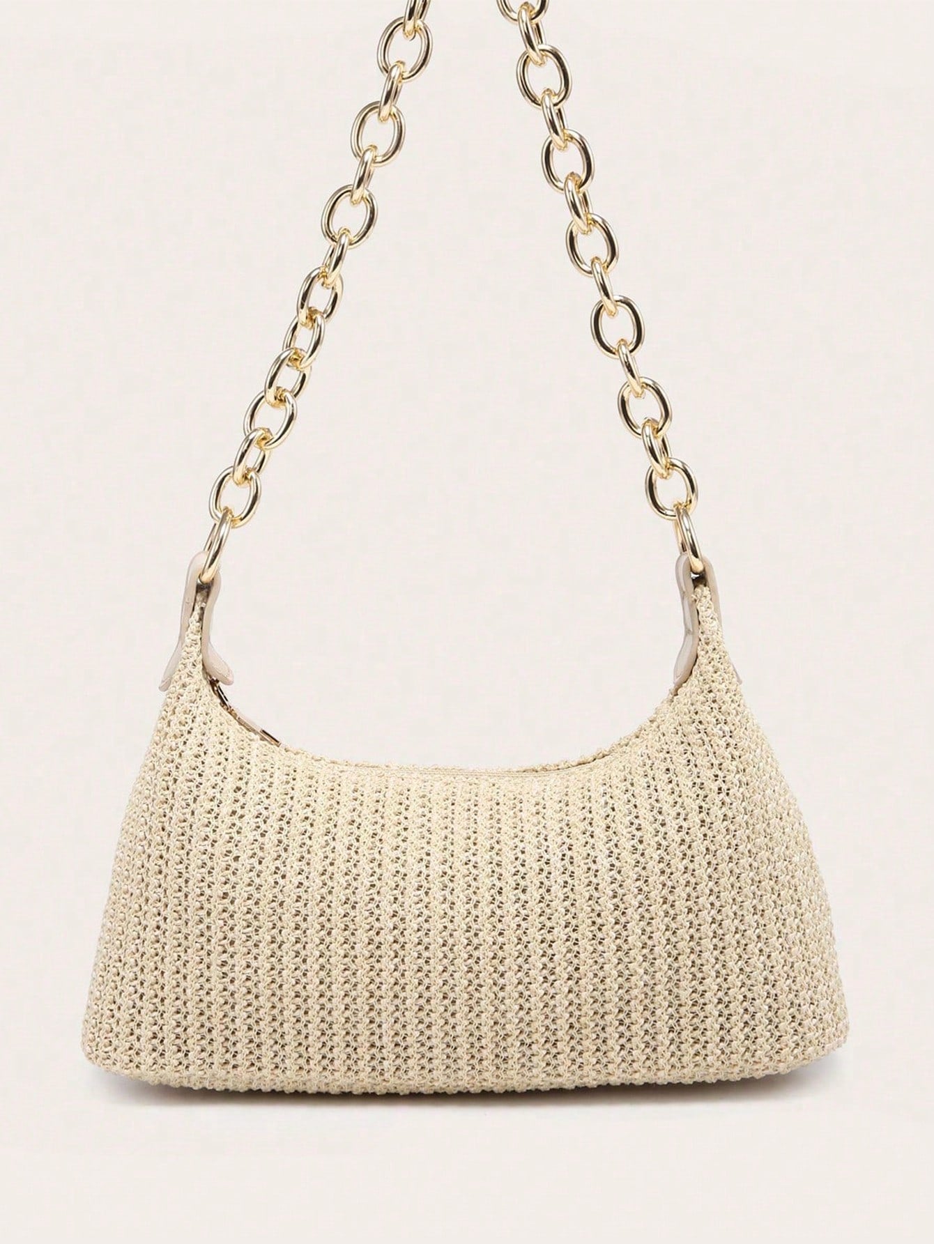 Women's Underarm Shoulder Bag, PU Rope Flower Pendant, Large Capacity, Lightweight, Casual Fashionable Beach Vacation Style,Straw Bag