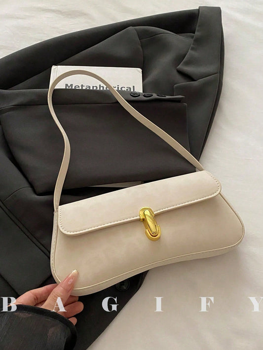 Women's Vintage Faux Leather Flap Decor Shoulder Bag, Suitable For Dating, Outings, Parties