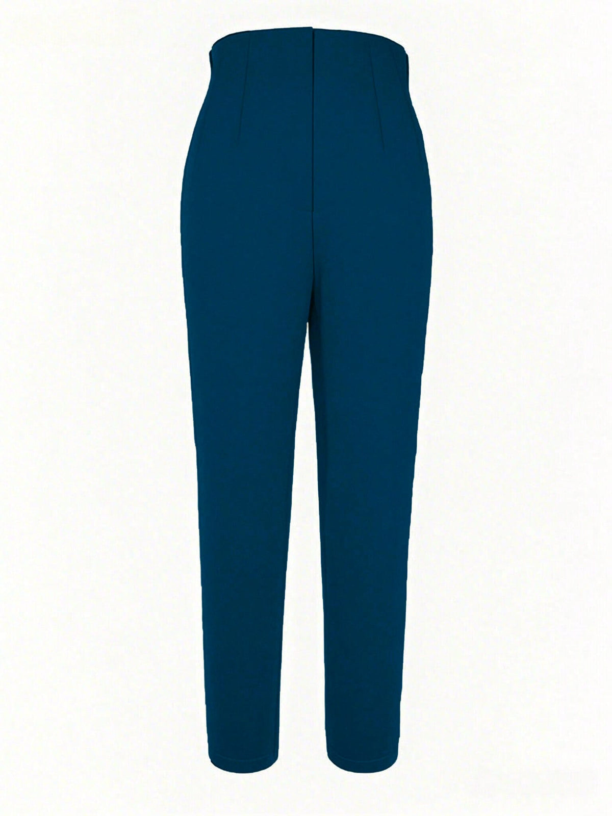 Women's Waist-Cinching Slim Fit Ankle-Length Commuter Pants, Knitted Fabric, With Zipper And Pockets, Medium Stretch, Perfect For Autumn/Winter Back To School, Navy Blue