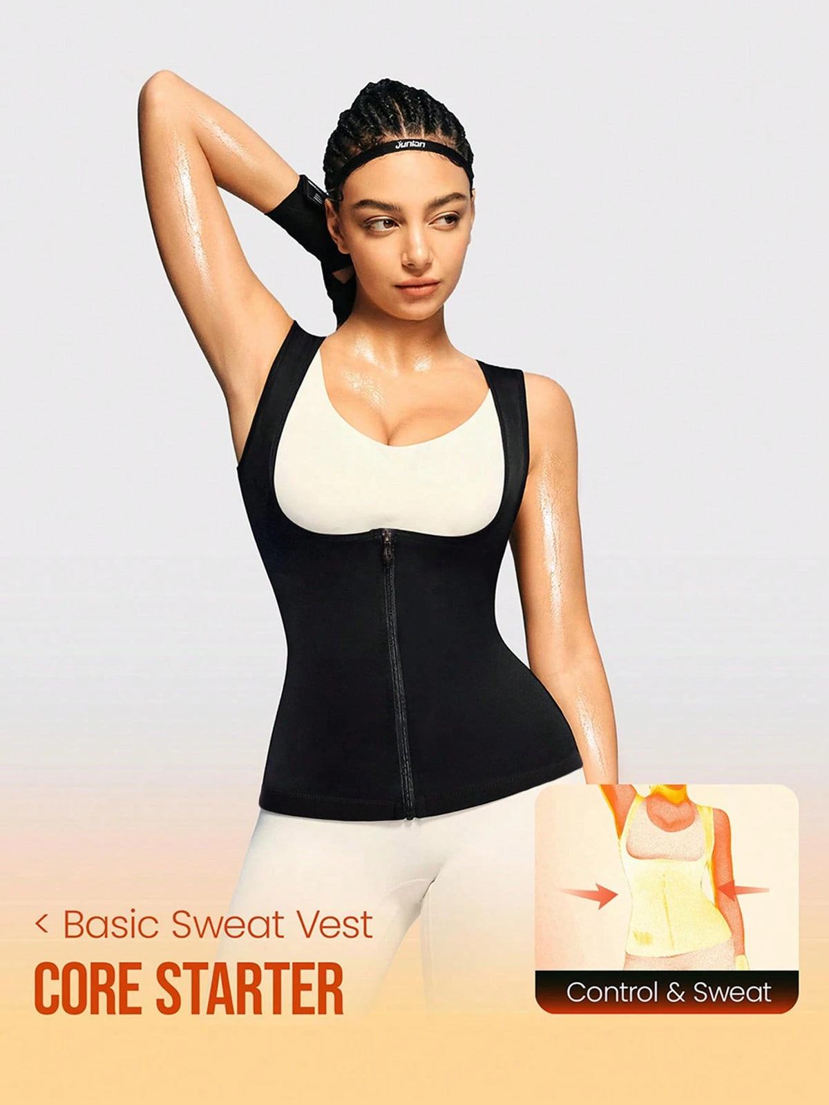 Women's Zip-Up Sauna Sweat Vest Breathable Stretchy Exercise Top For Running Gym Training Heat Retention Fabric Sports