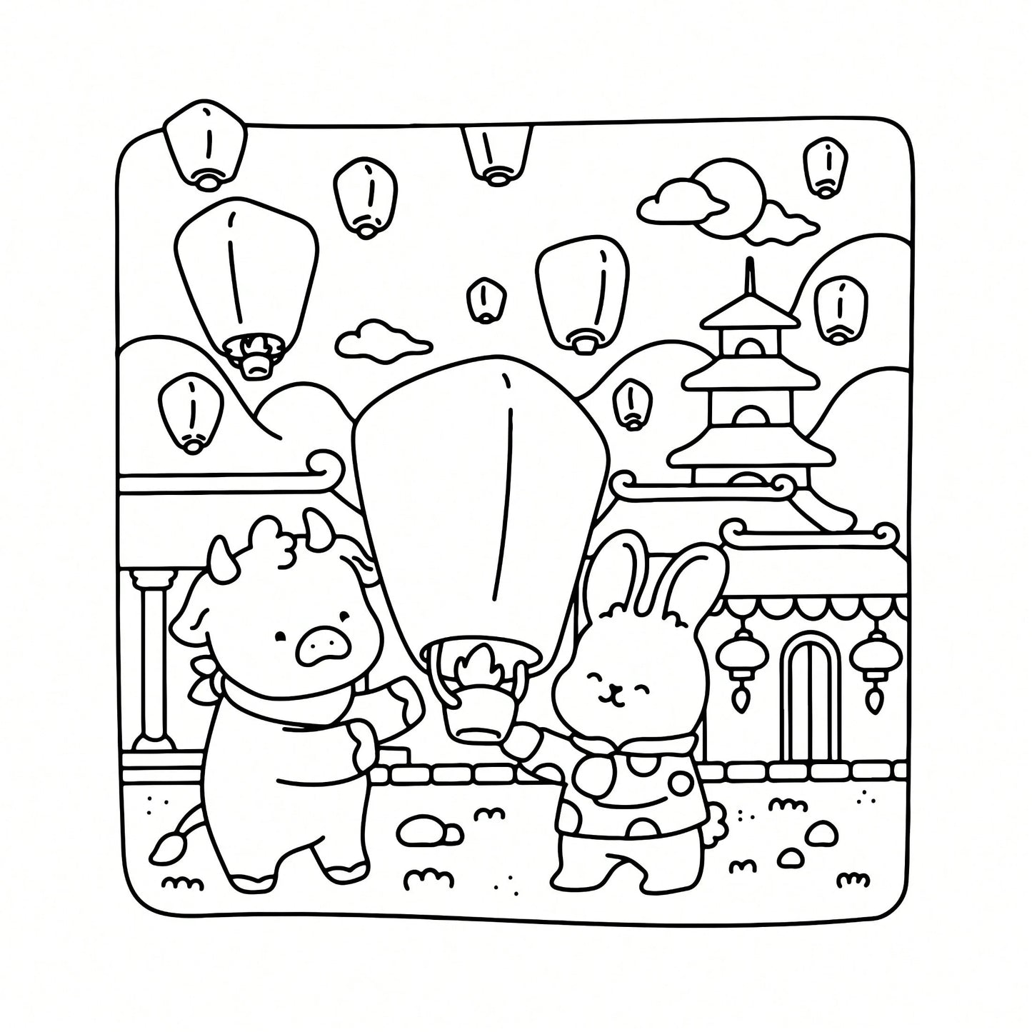 Wonderful Places: Cozy Travel Coloring Book- 40 Pages, 205gsm Thick Opaque Paper| Imaginative Global Destination Scenes (Cute Puppies And Bears Skateboarding Around Iconic Landmarks)| Bold Outlines