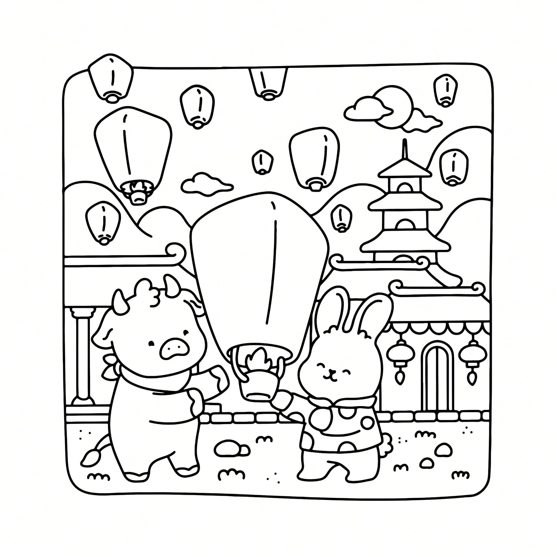 Wonderful Places: Cozy Travel Coloring Book- 40 Pages, 205gsm Thick Opaque Paper| Imaginative Global Destination Scenes (Cute Puppies And Bears Skateboarding Around Iconic Landmarks)| Bold Outlines
