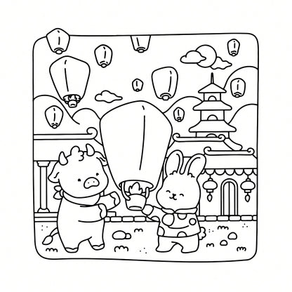 Wonderful Places: Cozy Travel Coloring Book- 40 Pages, 205gsm Thick Opaque Paper| Imaginative Global Destination Scenes (Cute Puppies And Bears Skateboarding Around Iconic Landmarks)| Bold Outlines