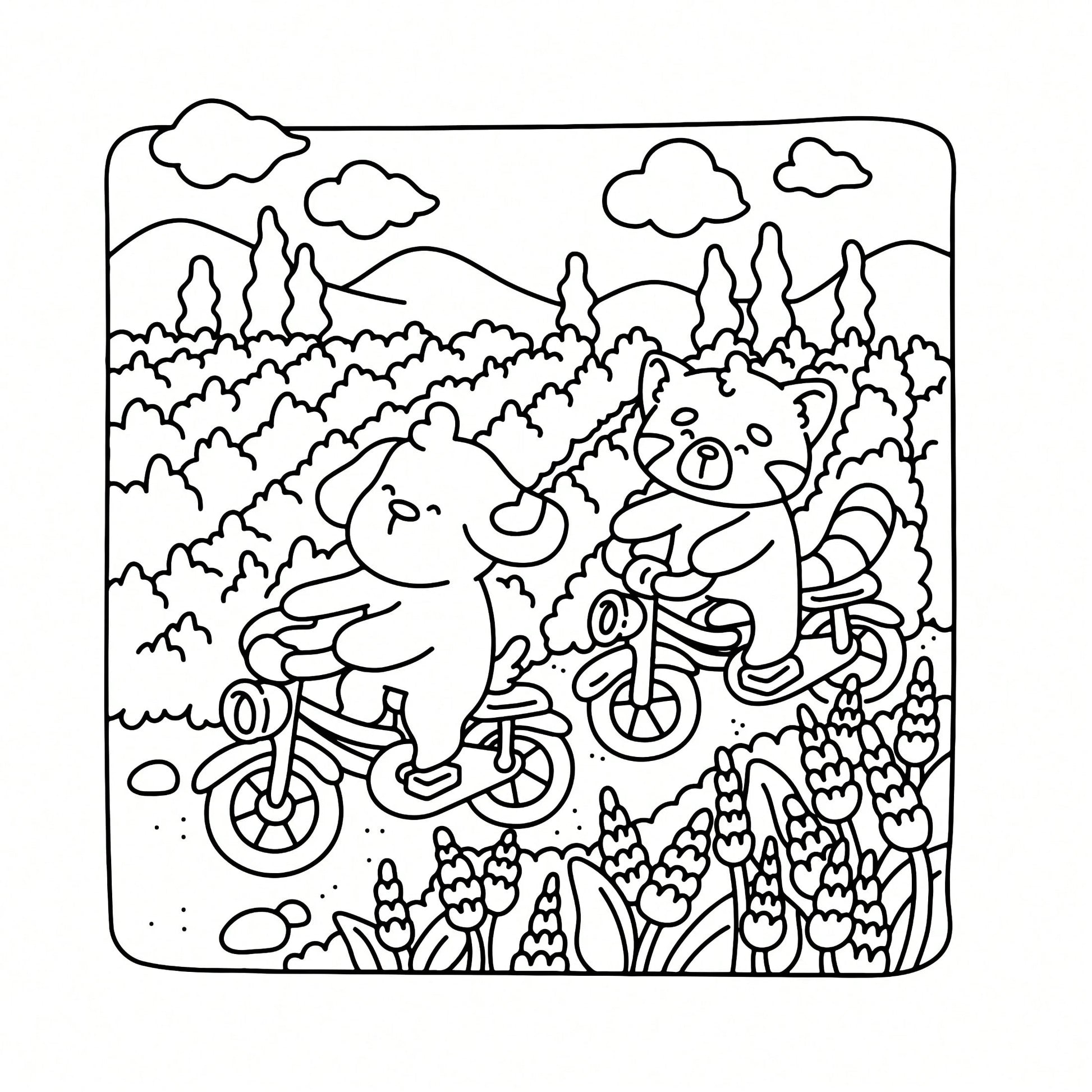 Wonderful Places: Cozy Travel Coloring Book- 40 Pages, 205gsm Thick Opaque Paper| Imaginative Global Destination Scenes (Cute Puppies And Bears Skateboarding Around Iconic Landmarks)| Bold Outlines