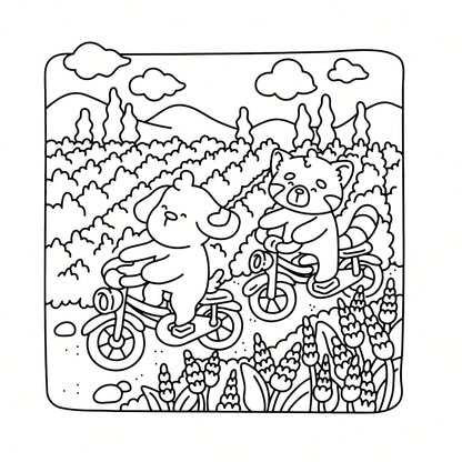 Wonderful Places: Cozy Travel Coloring Book- 40 Pages, 205gsm Thick Opaque Paper| Imaginative Global Destination Scenes (Cute Puppies And Bears Skateboarding Around Iconic Landmarks)| Bold Outlines