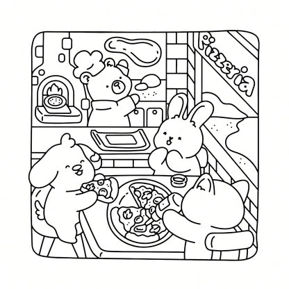 Wonderful Places: Cozy Travel Coloring Book- 40 Pages, 205gsm Thick Opaque Paper| Imaginative Global Destination Scenes (Cute Puppies And Bears Skateboarding Around Iconic Landmarks)| Bold Outlines