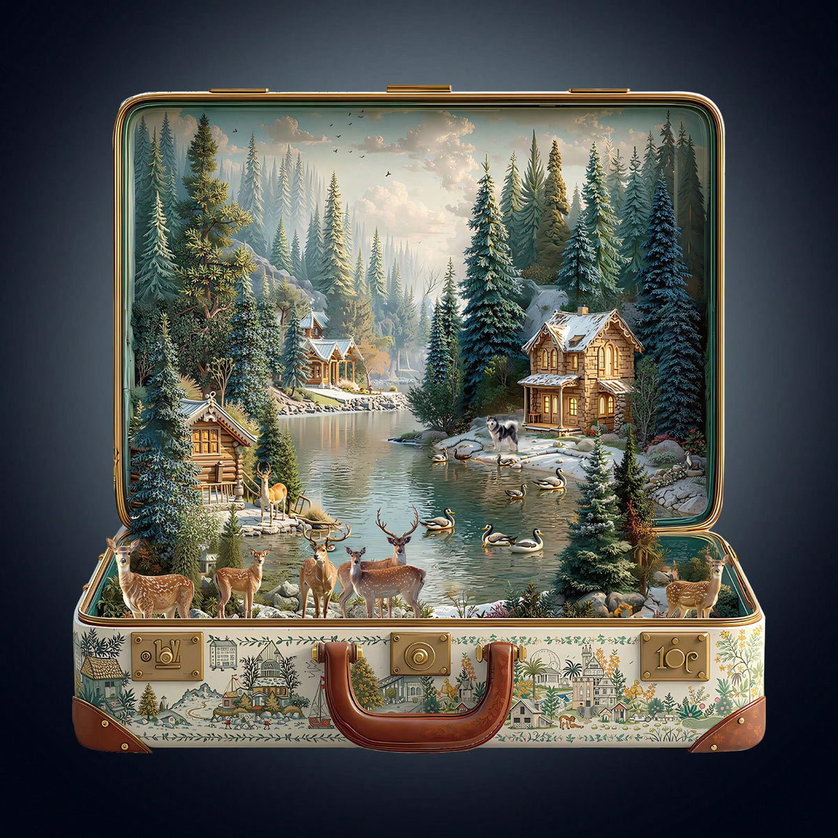 WOODBESTS 1PC Suitcase Scenery Wooden Irregular Puzzle, Animal-Shaped 2D Jigsaw Toy For Kids And Adults. Educational Game, Great Gift For Party, Holiday, Christmas And Birthday. Unique Magical Desktop