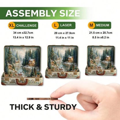 WOODBESTS 1PC Suitcase Scenery Wooden Irregular Puzzle, Animal-Shaped 2D Jigsaw Toy For Kids And Adults. Educational Game, Great Gift For Party, Holiday, Christmas And Birthday. Unique Magical Desktop