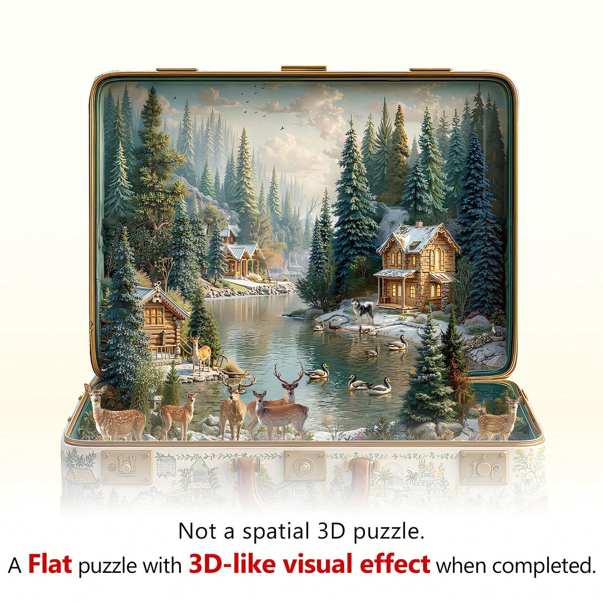 WOODBESTS 1PC Suitcase Scenery Wooden Irregular Puzzle, Animal-Shaped 2D Jigsaw Toy For Kids And Adults. Educational Game, Great Gift For Party, Holiday, Christmas And Birthday. Unique Magical Desktop