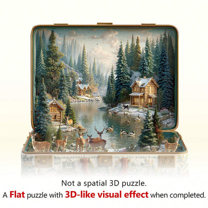 WOODBESTS 1PC Suitcase Scenery Wooden Irregular Puzzle, Animal-Shaped 2D Jigsaw Toy For Kids And Adults. Educational Game, Great Gift For Party, Holiday, Christmas And Birthday. Unique Magical Desktop