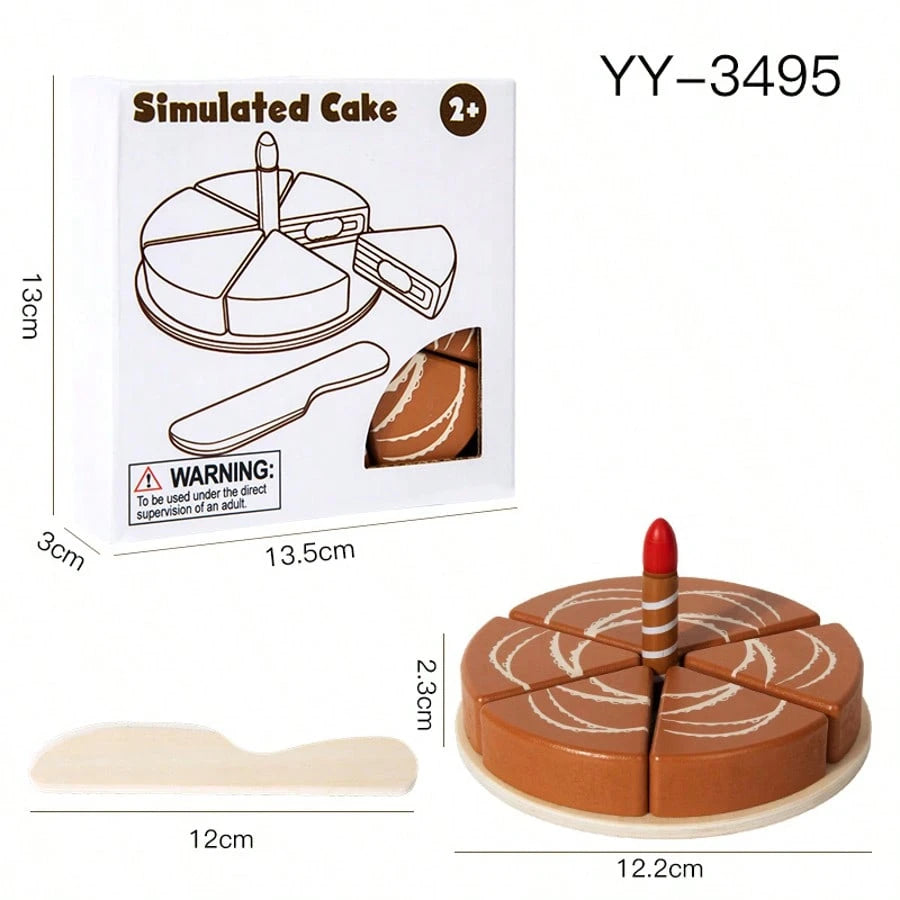 Wooden Birthday Cake Toy Set- 2-5 Years Old Toddler Realistic Food Toy, DIY Sliced Layered Cake With Candles, Educational Kitchen Toy, Children's Gift