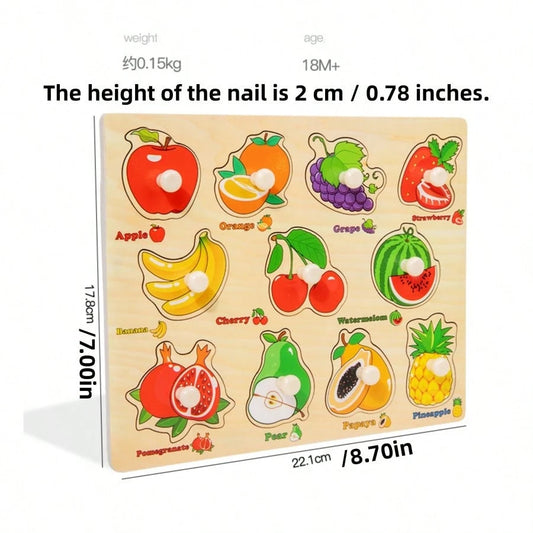Wooden Puzzle Montessori Early Learning Educational Toy, Matching Pairing Board For Kids
