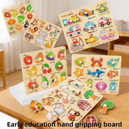 Wooden Puzzle Montessori Early Learning Educational Toy, Matching Pairing Board For Kids
