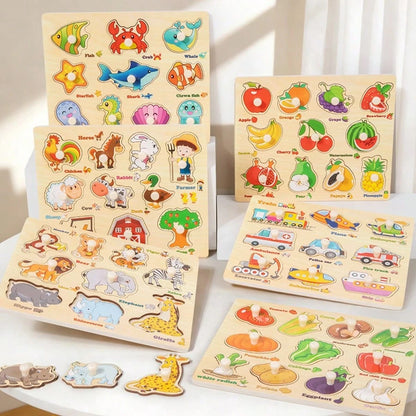 Wooden Puzzle Montessori Early Learning Educational Toy, Matching Pairing Board For Kids
