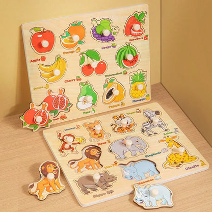 Wooden Puzzle Montessori Early Learning Educational Toy, Matching Pairing Board For Kids