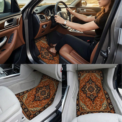 WOYUO 4-Piece Set, Bohemian Pattern, Car Floor Mats, Vintage Style, Halloween Thanksgiving Christmas Birthday Gifts, Stylish And Simple Car Interior Accessories For Men And Women, For Halloween Thanks
