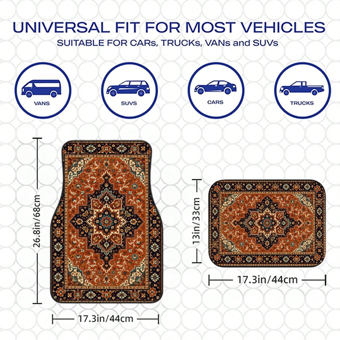 WOYUO 4-Piece Set, Bohemian Pattern, Car Floor Mats, Vintage Style, Halloween Thanksgiving Christmas Birthday Gifts, Stylish And Simple Car Interior Accessories For Men And Women, For Halloween Thanks