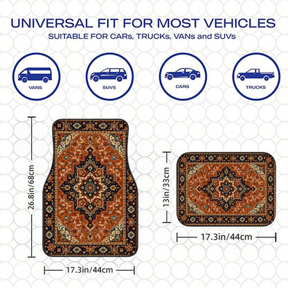WOYUO 4-Piece Set, Bohemian Pattern, Car Floor Mats, Vintage Style, Halloween Thanksgiving Christmas Birthday Gifts, Stylish And Simple Car Interior Accessories For Men And Women, For Halloween Thanks