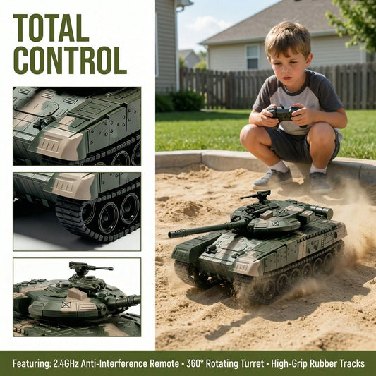 WPOXH All Terrain Off-Road RC Military Tank Toy, 2.4G Wireless Remote Control Army Vehicle, Simulation Camouflage Model Gift For Boys Kids Birthday Present