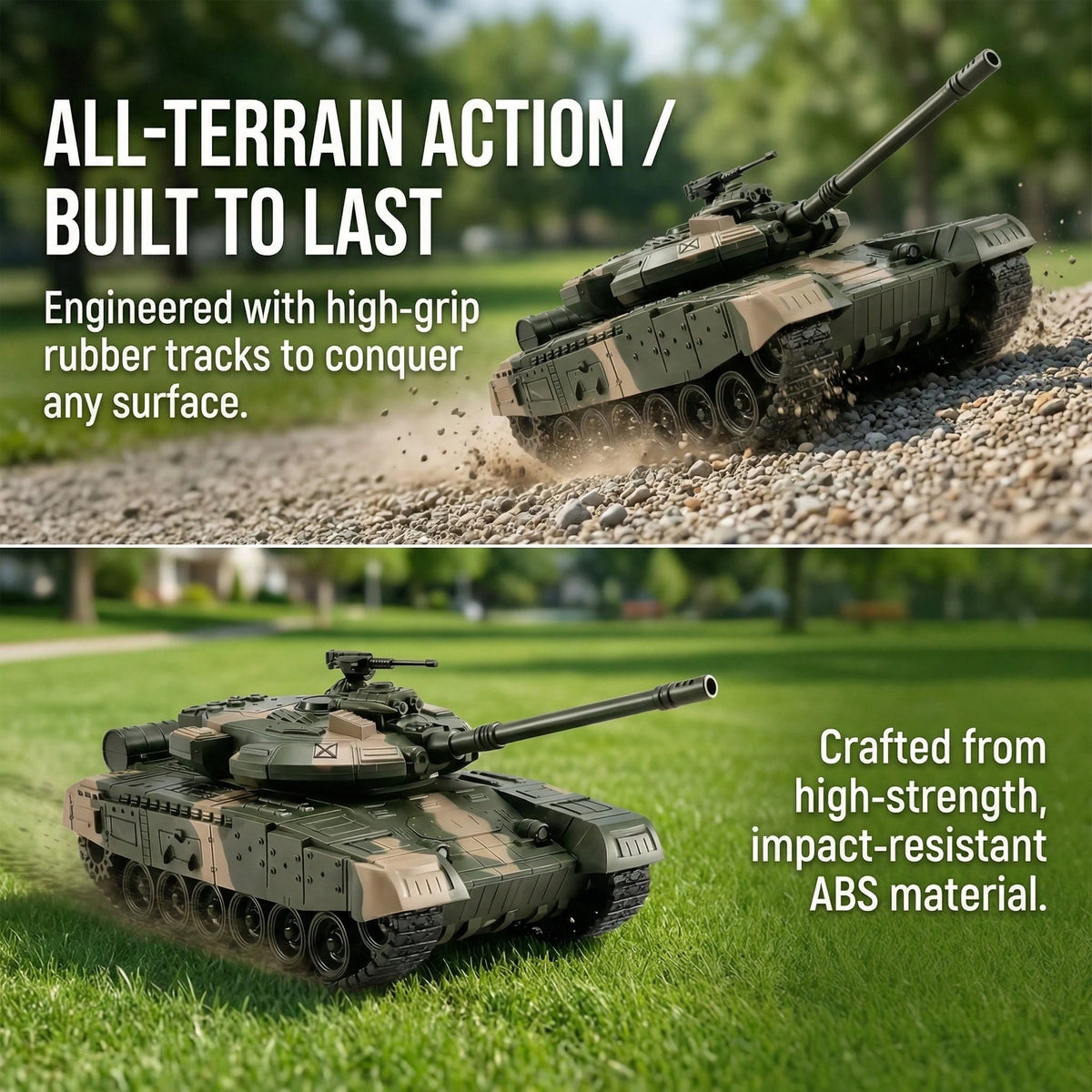 WPOXH All Terrain Off-Road RC Military Tank Toy, 2.4G Wireless Remote Control Army Vehicle, Simulation Camouflage Model Gift For Boys Kids Birthday Present