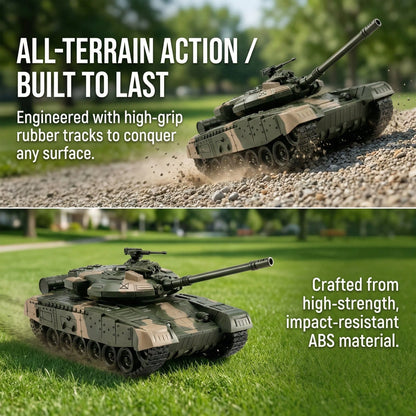 WPOXH All Terrain Off-Road RC Military Tank Toy, 2.4G Wireless Remote Control Army Vehicle, Simulation Camouflage Model Gift For Boys Kids Birthday Present