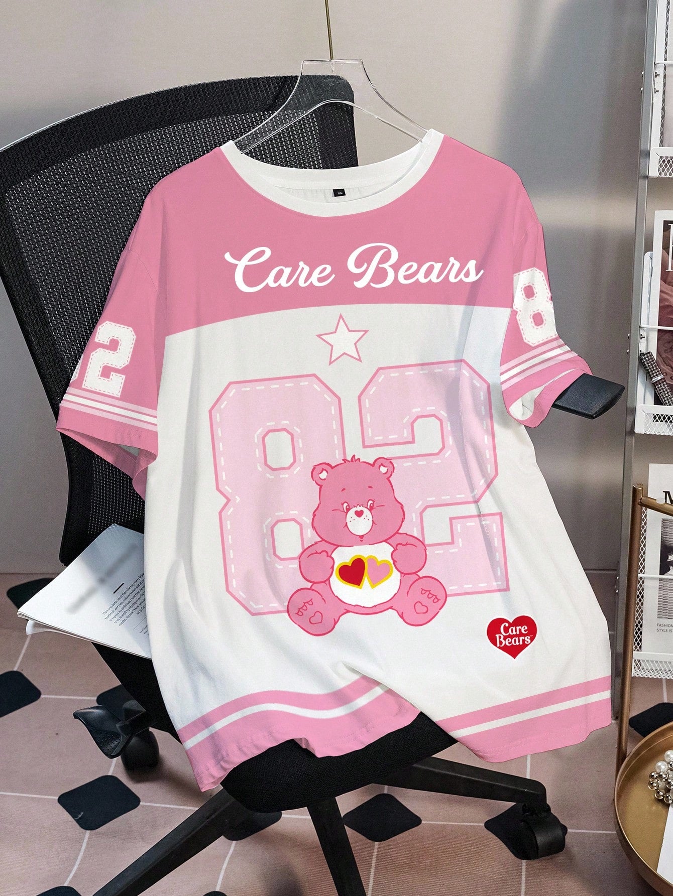 X Care Bears Plus Size Women's Digital Bear Print Contrast Color Round Neck Short Sleeve T-Shirt