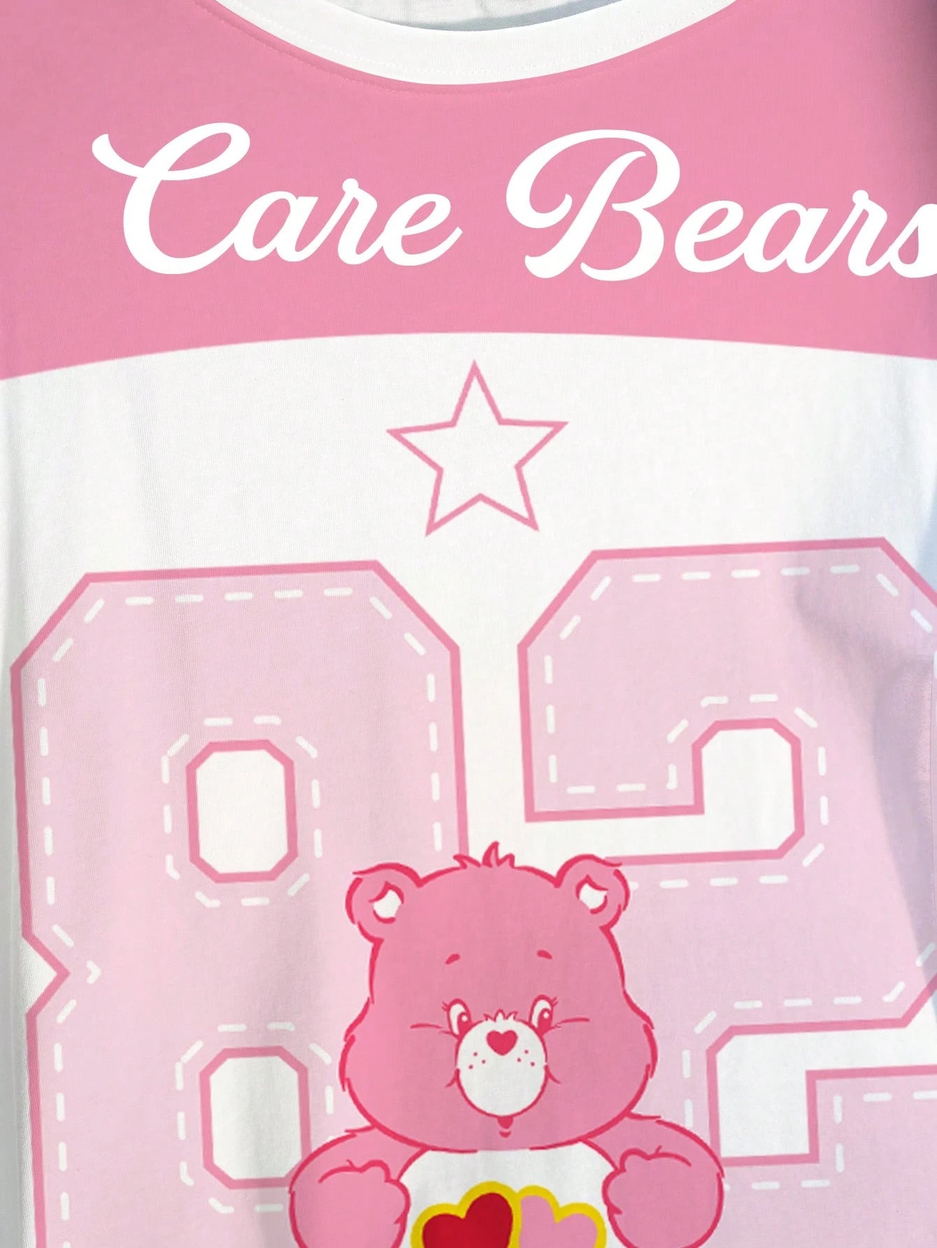 X Care Bears Plus Size Women's Digital Bear Print Contrast Color Round Neck Short Sleeve T-Shirt