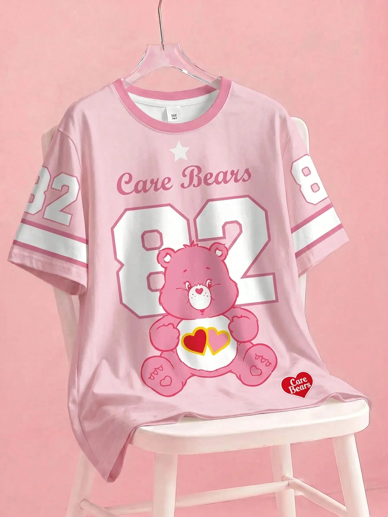 X Care Bears Plus Size Women's Digital Bear Print Contrast Color Round Neck Short Sleeve T-Shirt