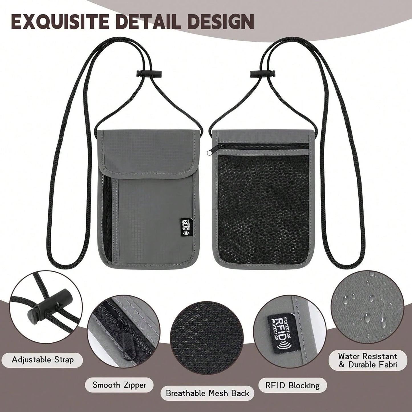 XAXRE Travel Neck Wallet (5.5 Inches Long X 7.9 Inches Wide), RFID Anti-Theft Passport Holder (Crossbody/Neck), Adjustable Strap Length (21.3 Inches), Secure And Lightweight Passport Travel Wallet, Me