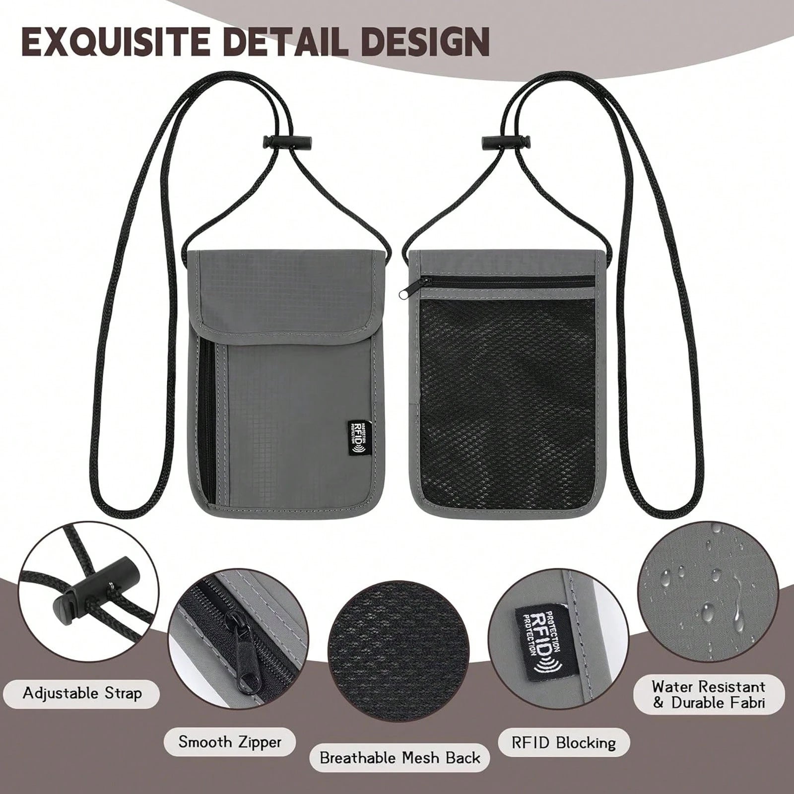 XAXRE Travel Neck Wallet (5.5 Inches Long X 7.9 Inches Wide), RFID Anti-Theft Passport Holder (Crossbody/Neck), Adjustable Strap Length (21.3 Inches), Secure And Lightweight Passport Travel Wallet, Me