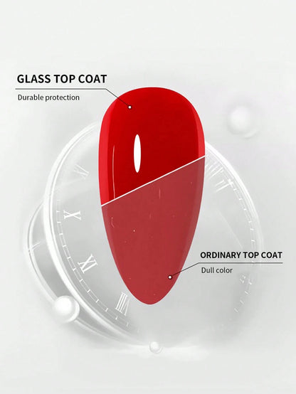 XEIJAYI 2Pcs 15ml Glass Top Coat Long Lasting Clear Rubber Top Coat LED UV Strengthen Nails High Gloss Top Finish Gel Nail Polish