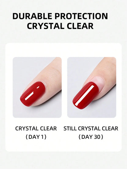 XEIJAYI 2Pcs 15ml Glass Top Coat Long Lasting Clear Rubber Top Coat LED UV Strengthen Nails High Gloss Top Finish Gel Nail Polish