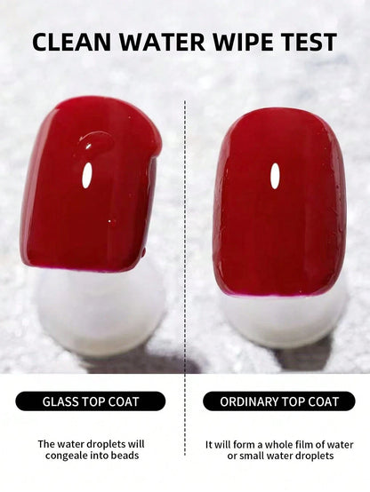 XEIJAYI 2Pcs 15ml Glass Top Coat Long Lasting Clear Rubber Top Coat LED UV Strengthen Nails High Gloss Top Finish Gel Nail Polish