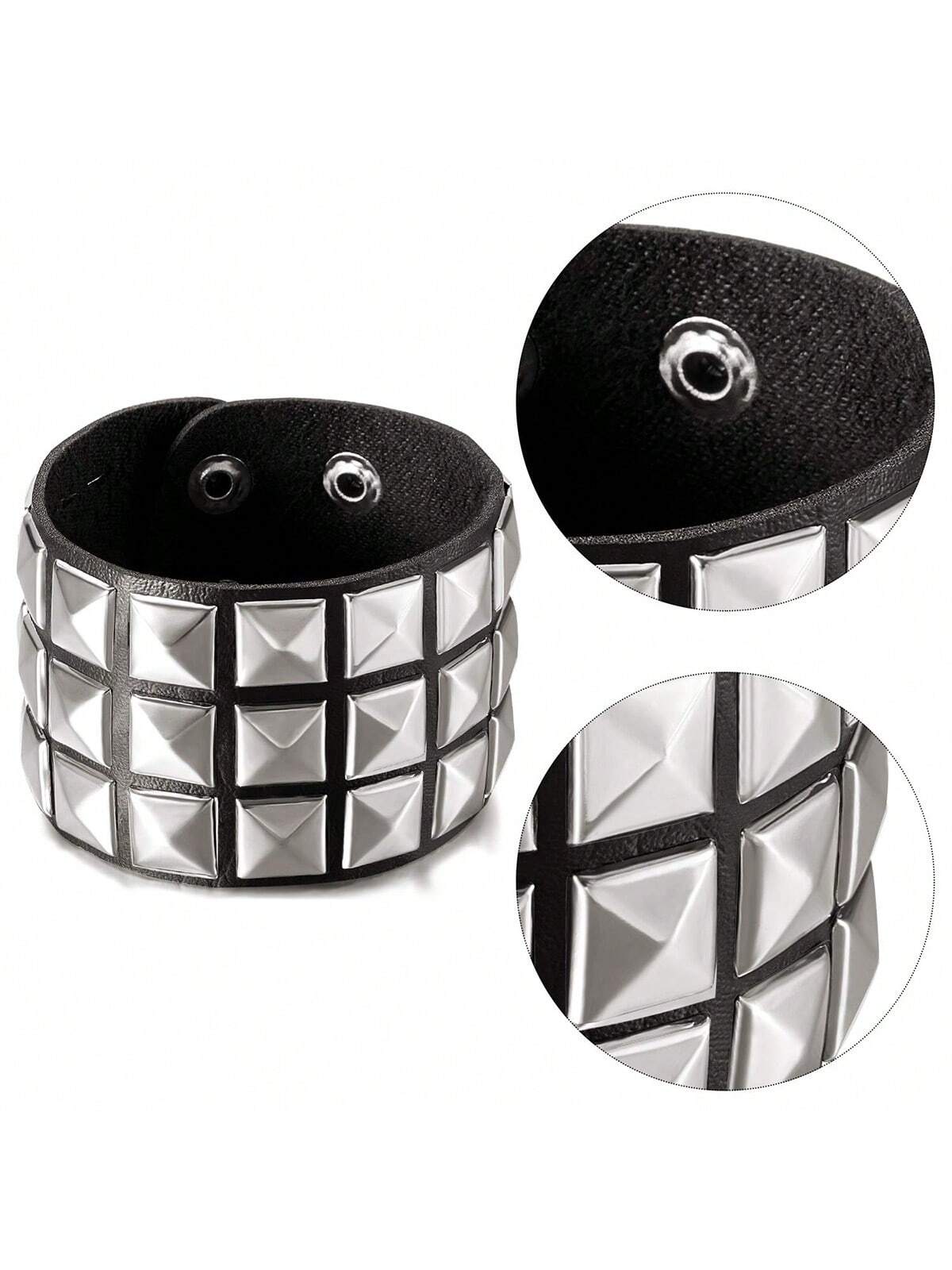 Xiacheng 1/3 Pieces Leather Punk Bracelet For Men Women 80s Wristband Goth Punk Rock PU Bracelet Cuff Bangle Unisex For Party Favors Accessories