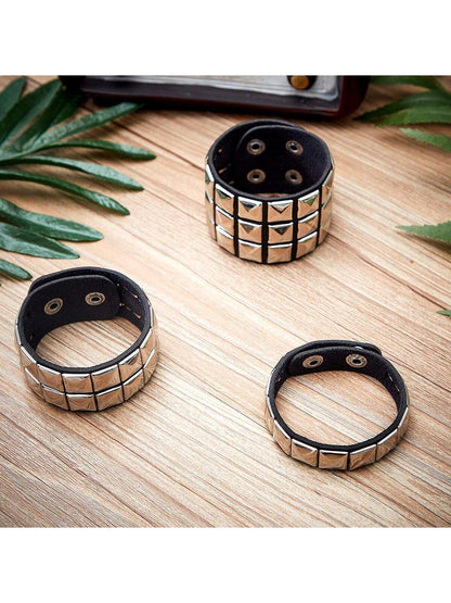 Xiacheng 1/3 Pieces Leather Punk Bracelet For Men Women 80s Wristband Goth Punk Rock PU Bracelet Cuff Bangle Unisex For Party Favors Accessories