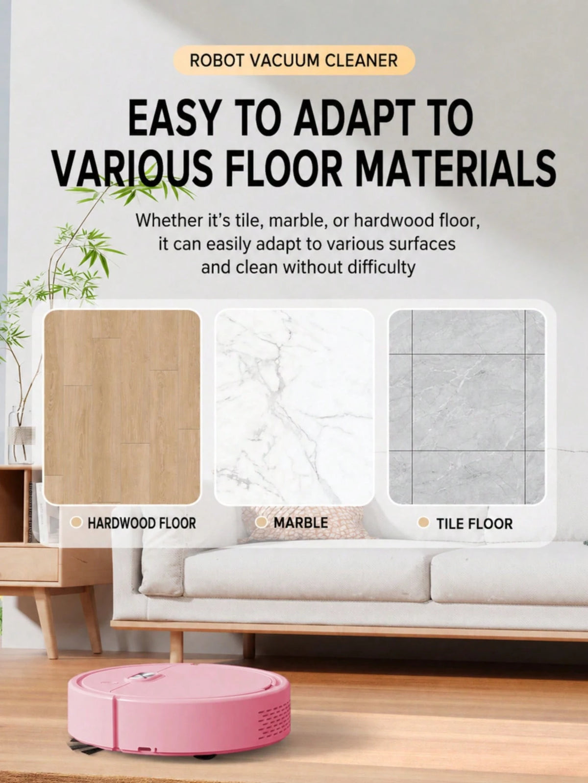 YAIUZGOO 3-In-1 Smart Robot Vacuum, 60mm Ultra-Thin Body, Powerful Suction, 45dB Quiet Automatic Sweeping And Mopping Robot, Suitable For Home Hard Floors, Carpets And Pet Hair