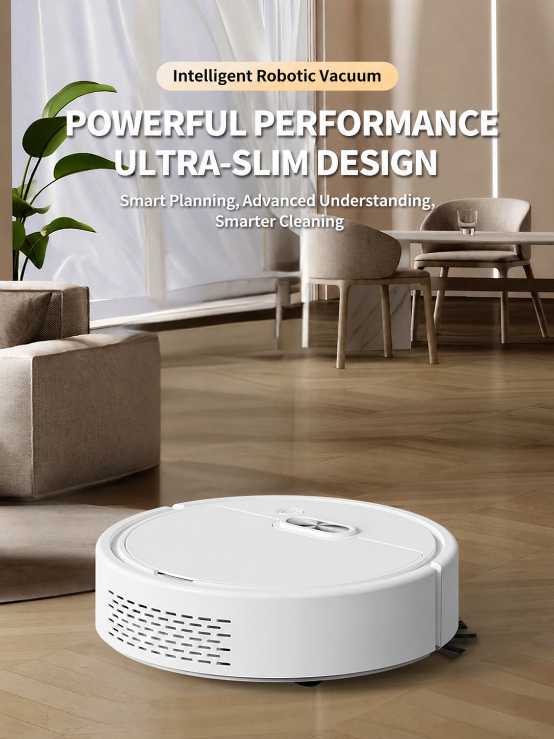 YAIUZGOO 3-In-1 Smart Robot Vacuum, 60mm Ultra-Thin Body, Powerful Suction, 45dB Quiet Automatic Sweeping And Mopping Robot, Suitable For Home Hard Floors, Carpets And Pet Hair