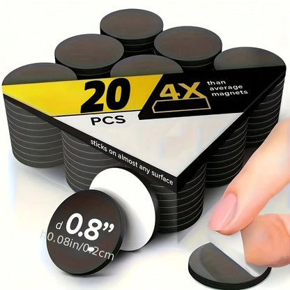 YITAPE Easy-Peel Round Magnetic Tape With Adhesive Backing, 20pcs Adhesive Round Magnetic Tape (Diameter 0.8" X 0.08"), Multi-Purpose Magnetic Dots, Suitable For Art Projects And Photos, Easy-Tear 0.8