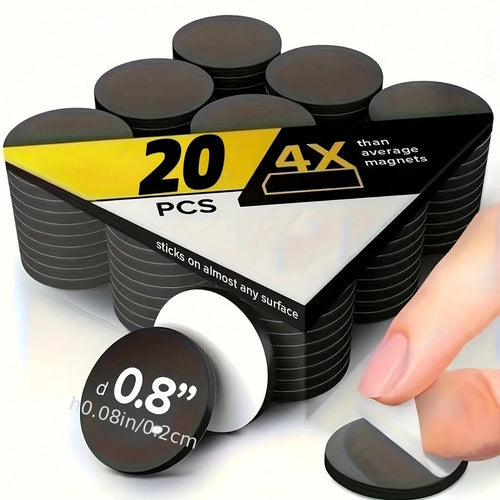 YITAPE Easy-Peel Round Magnetic Tape With Adhesive Backing, 20pcs Adhesive Round Magnetic Tape (Diameter 0.8" X 0.08"), Multi-Purpose Magnetic Dots, Suitable For Art Projects And Photos, Easy-Tear 0.8