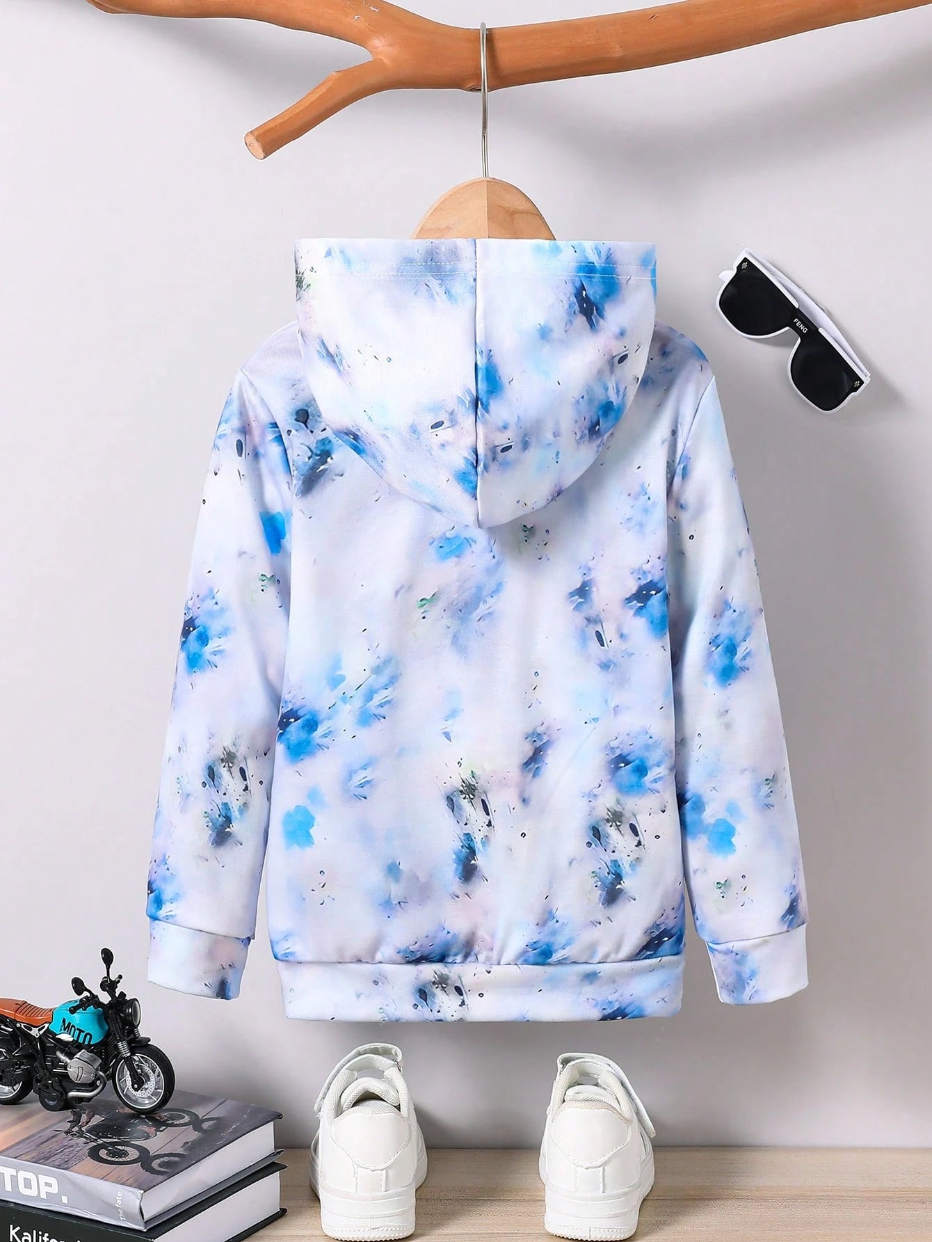 Young Boy Motorcycle Printed Casual Comfortable Sweatshirt, Spring/Autumn Chic Autumn/Winter