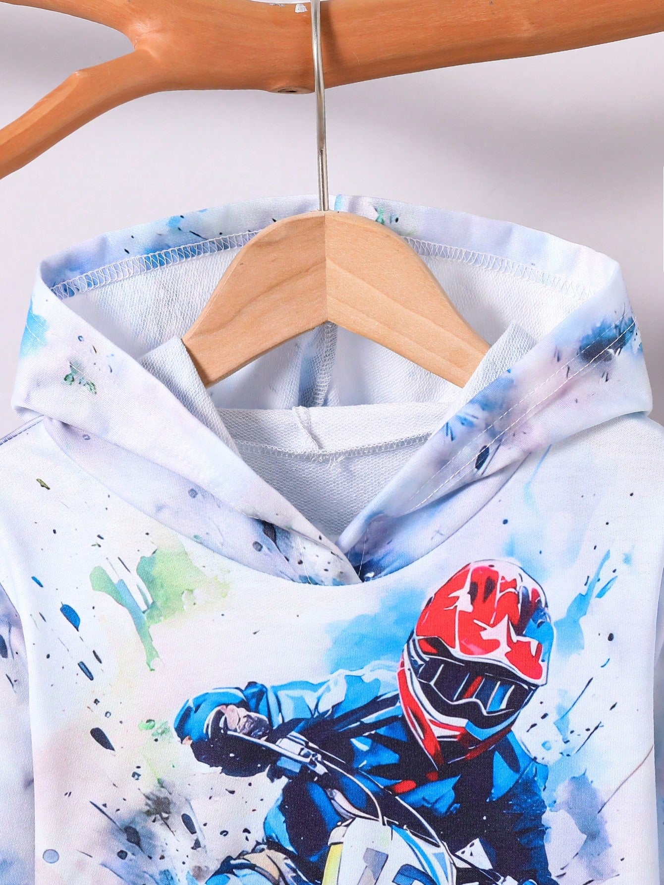 Young Boy Motorcycle Printed Casual Comfortable Sweatshirt, Spring/Autumn Chic Autumn/Winter