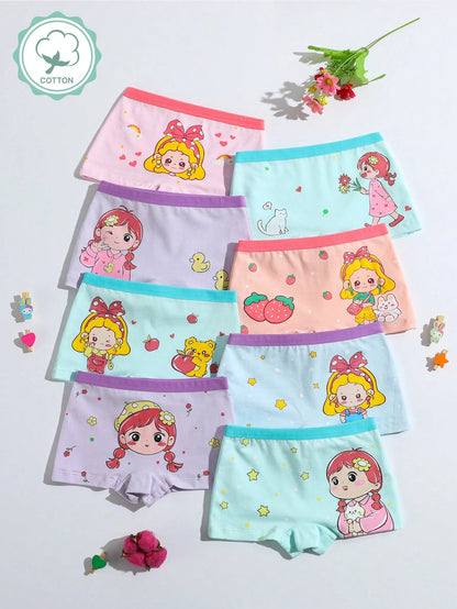 Young Girl 8pcs/Pack Soft & Comfortable Cute Pattern Briefs
